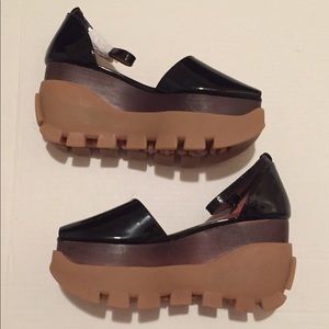 Jeffrey Campbell Black Patent Platform Shoes 7.5